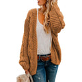 Gilet long en maille épaisse à manches longues et coupe ouverte pour femme