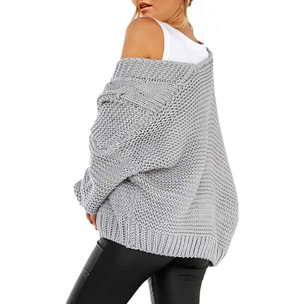 Gilet long en maille épaisse à manches longues et coupe ouverte pour femme