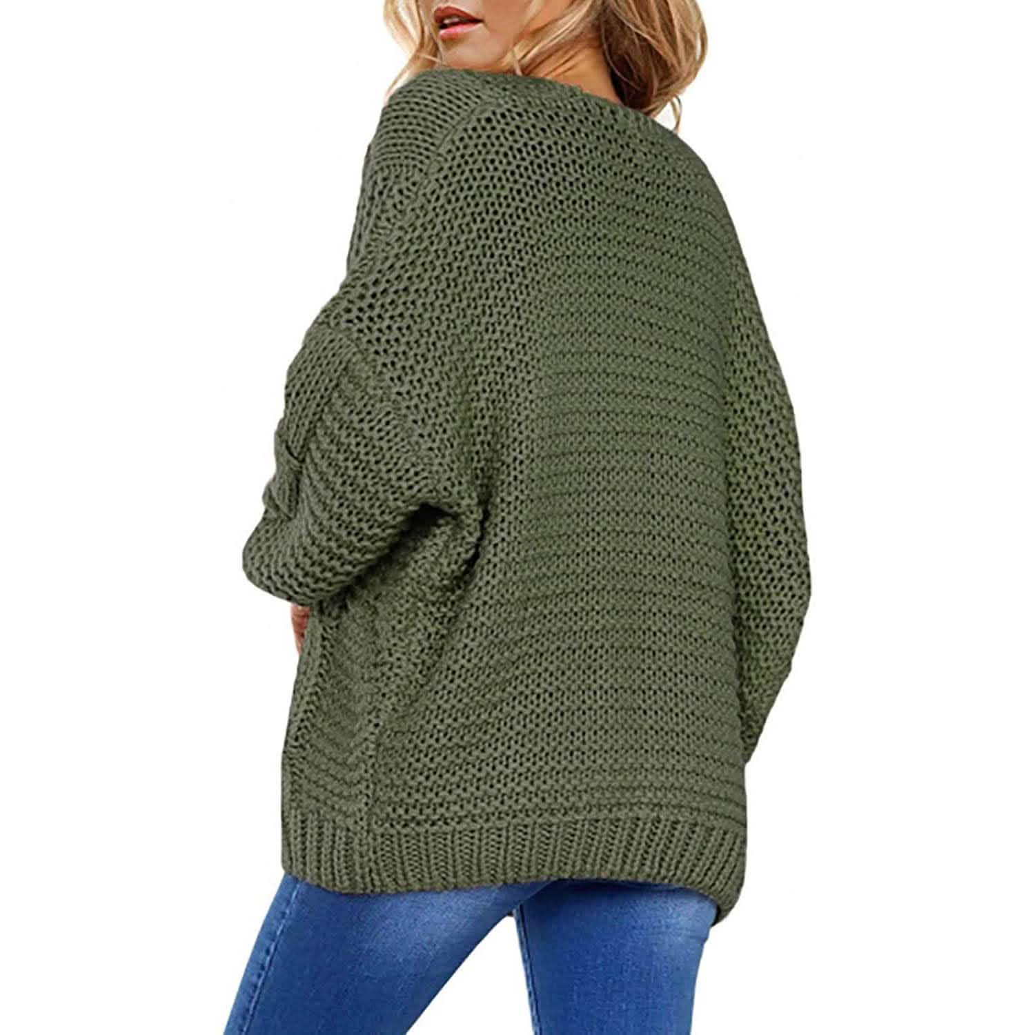 Gilet long en maille épaisse à manches longues et coupe ouverte pour femme