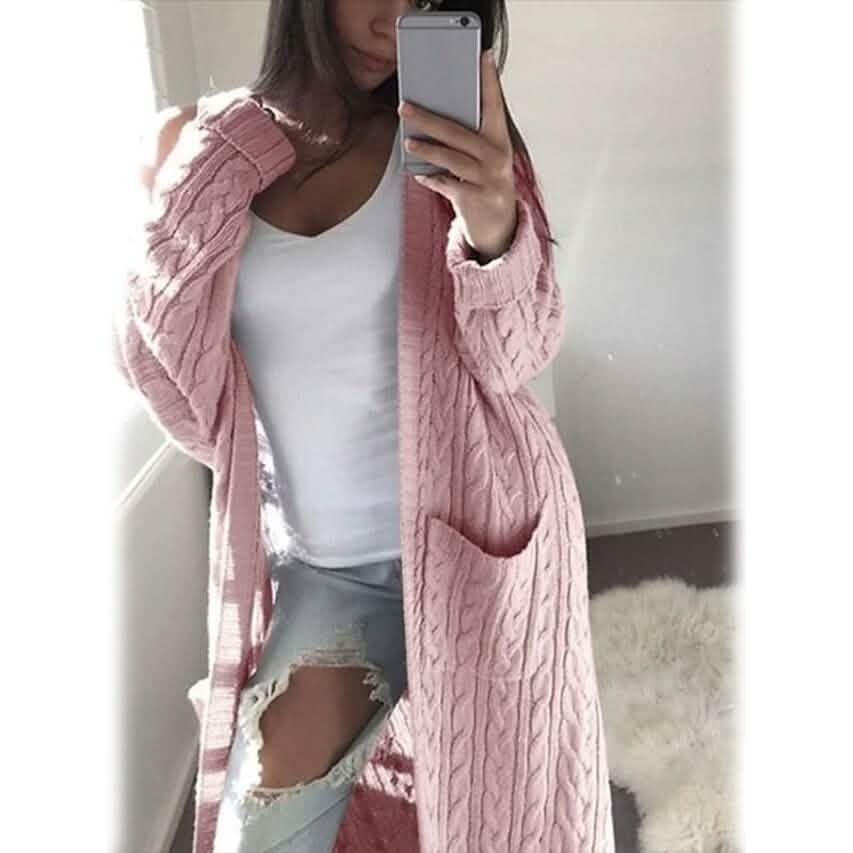 Cardigan en tricot à poches pour femme