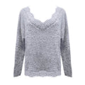 Women's Pullover Sweater Knitted Solid Colored Casual Acrylic Long Sleeve Loose Sweater Cardigans V Neck