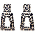 Boucles d'oreilles pendantes rectangulaires en strass pour femmes