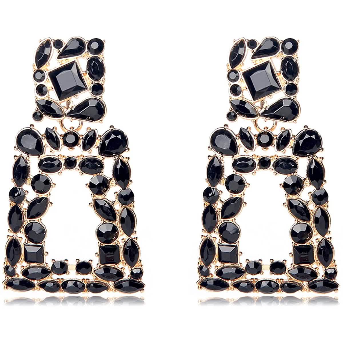 Boucles d'oreilles pendantes rectangulaires en strass pour femmes