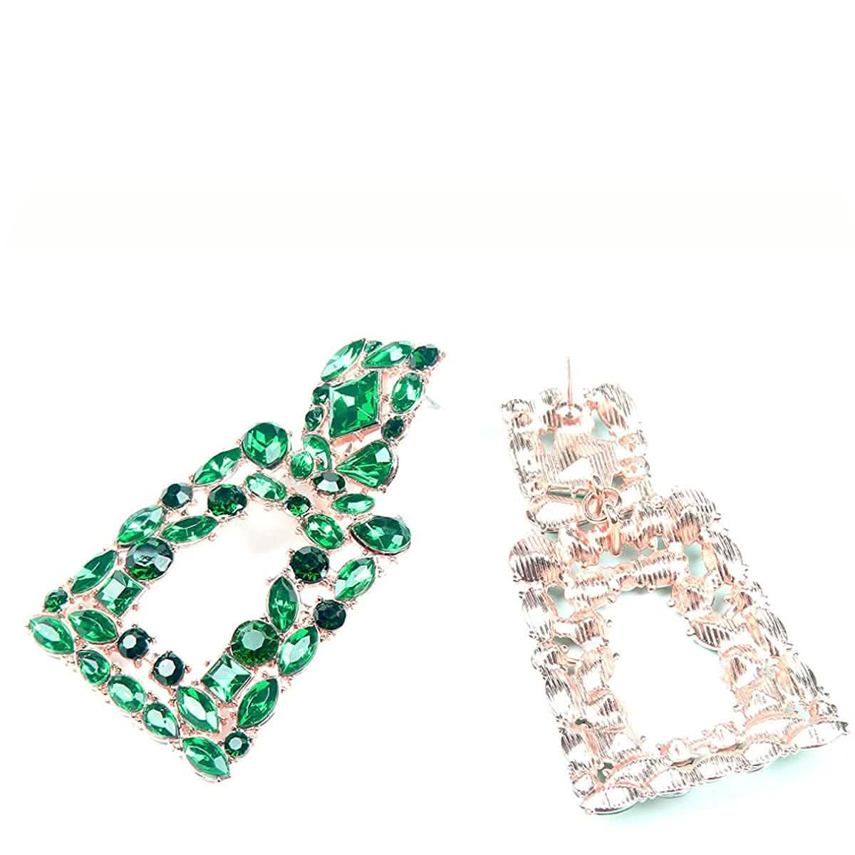 Boucles d'oreilles pendantes rectangulaires en strass pour femmes