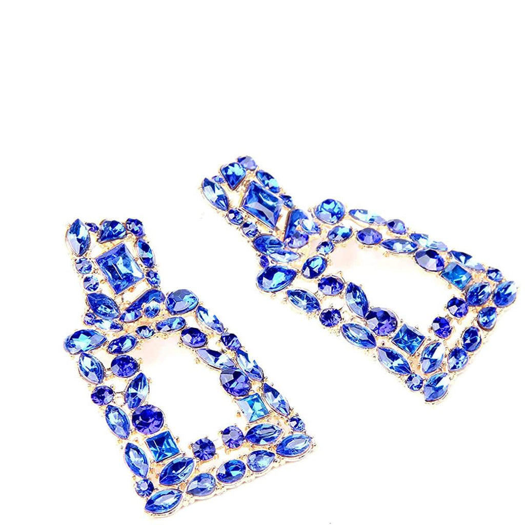 Boucles d'oreilles pendantes rectangulaires en strass pour femmes
