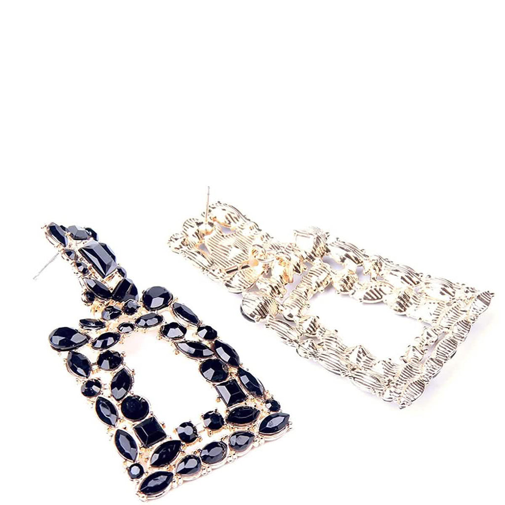 Boucles d'oreilles pendantes rectangulaires en strass pour femmes