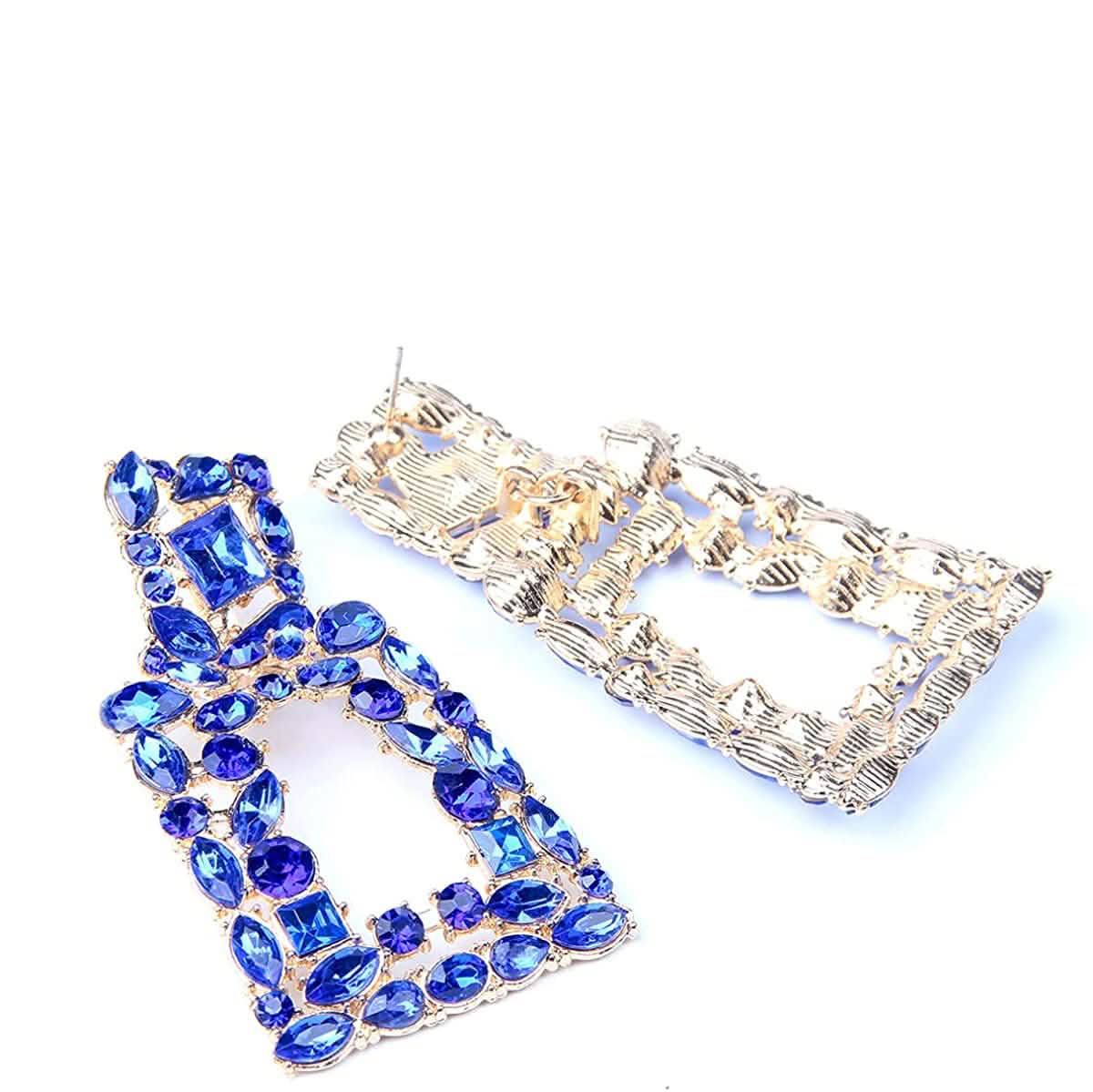 Boucles d'oreilles pendantes rectangulaires en strass pour femmes