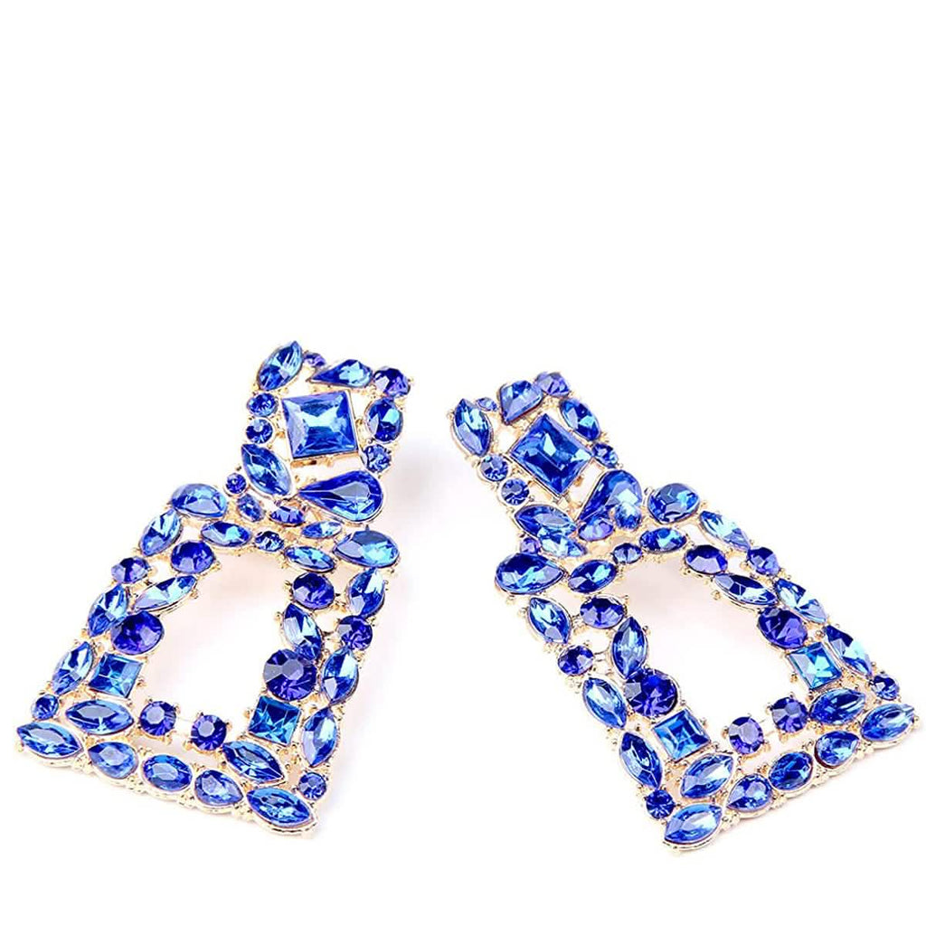 Boucles d'oreilles pendantes rectangulaires en strass pour femmes