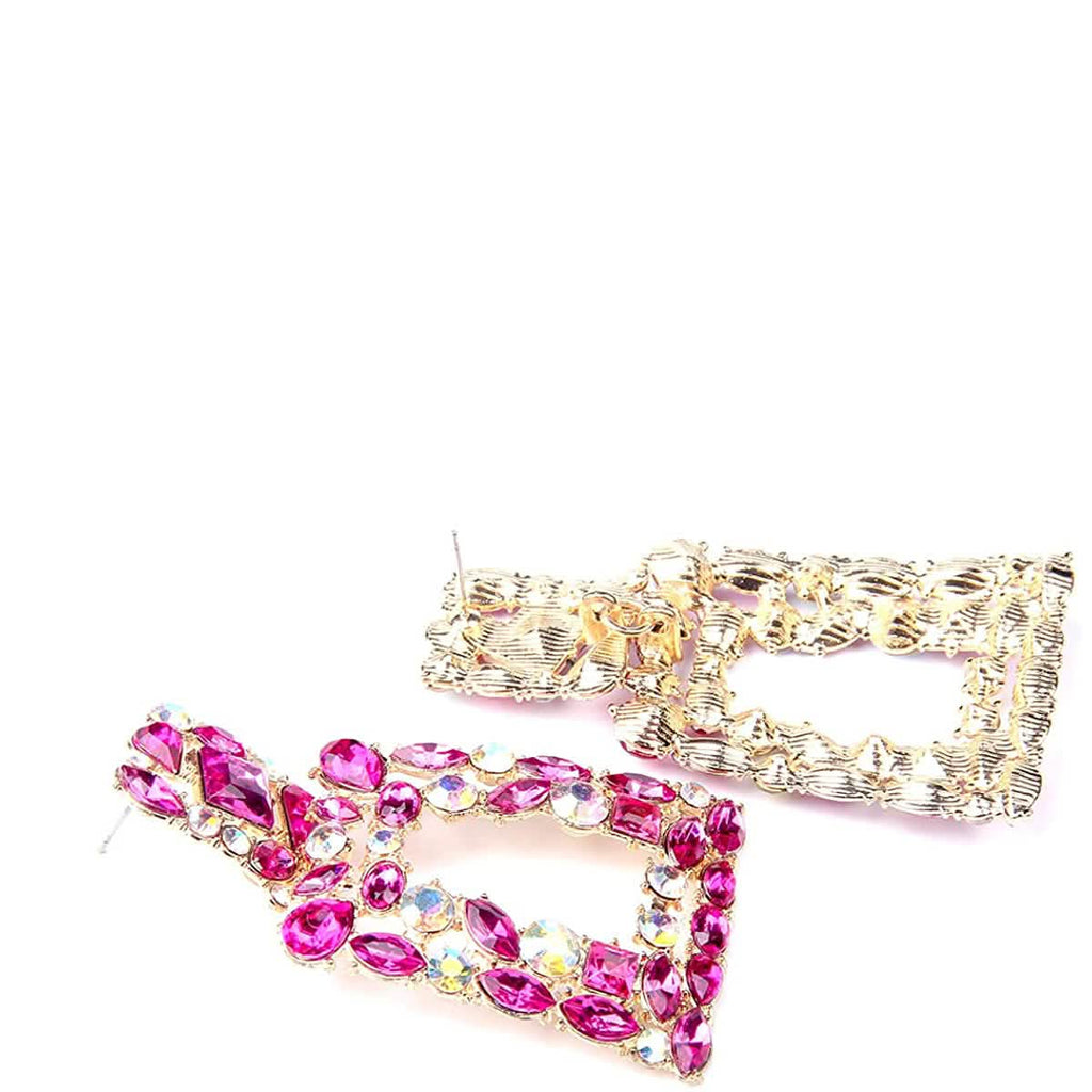 Boucles d'oreilles pendantes rectangulaires en strass pour femmes