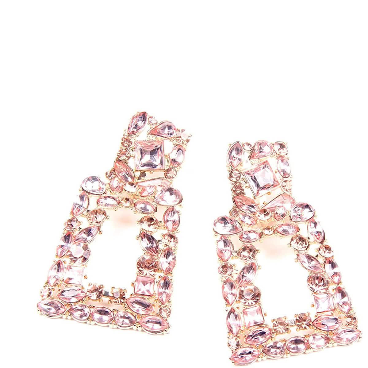 Boucles d'oreilles pendantes rectangulaires en strass pour femmes