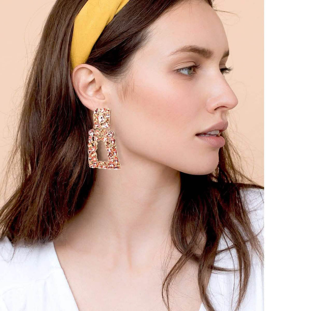 Boucles d'oreilles pendantes rectangulaires en strass pour femmes