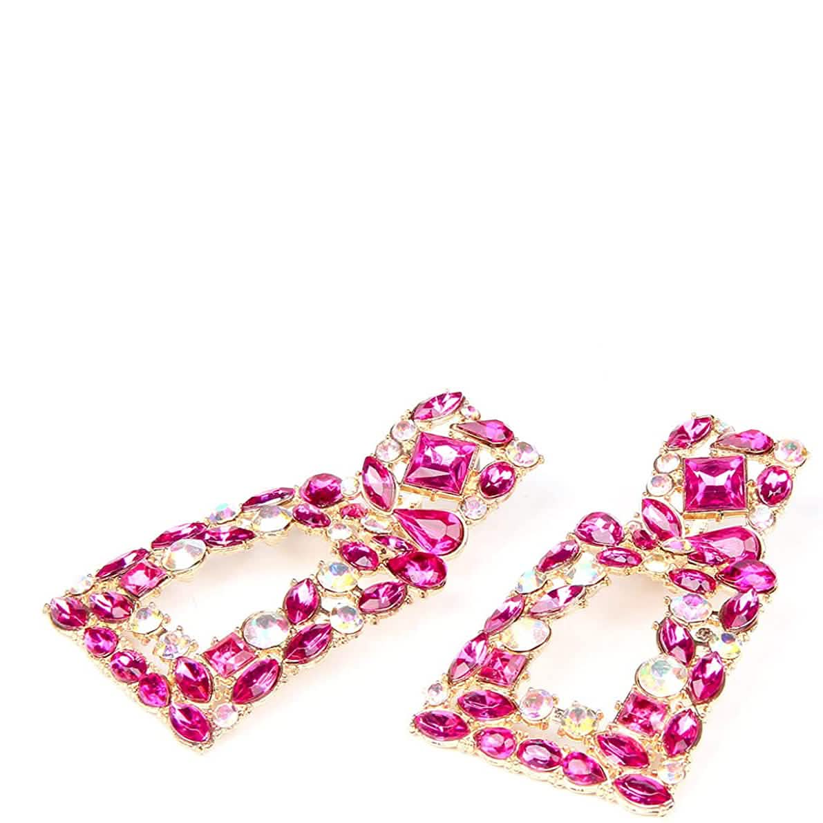 Boucles d'oreilles pendantes rectangulaires en strass pour femmes