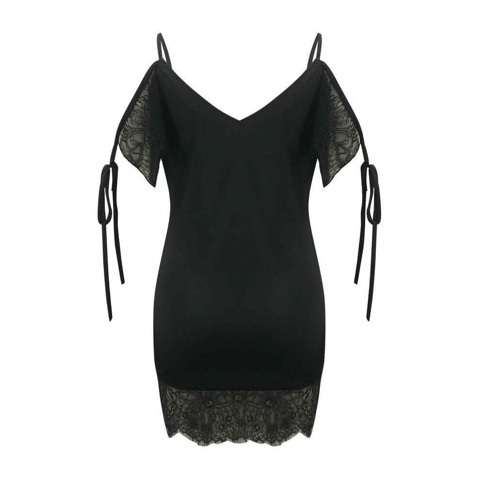Mini-robe sexy en satin et dentelle pour femme