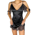 Mini-robe sexy en satin et dentelle pour femme