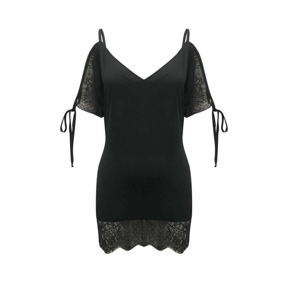 Mini-robe sexy en satin et dentelle pour femme