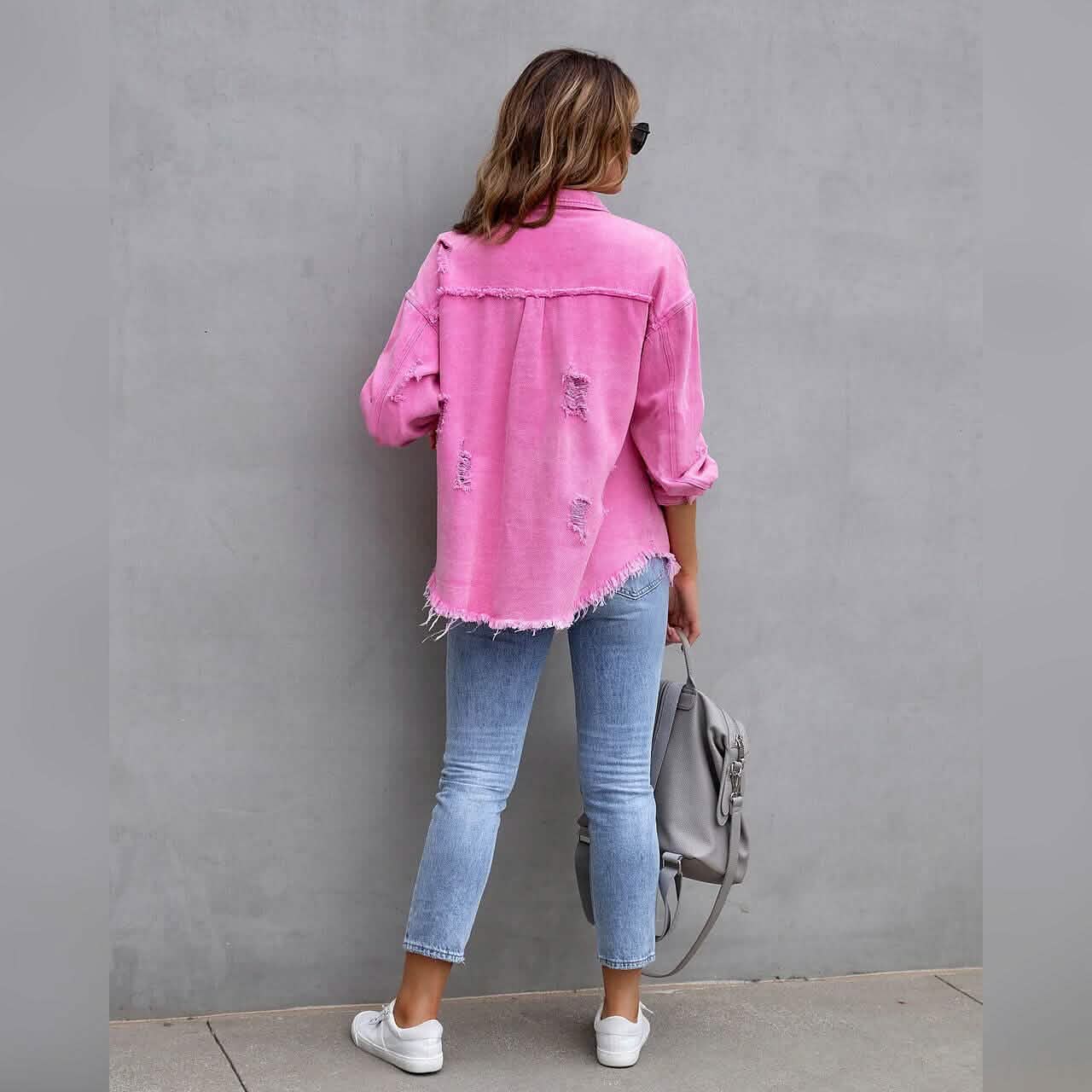 Shacket en jean à manches longues pour femme