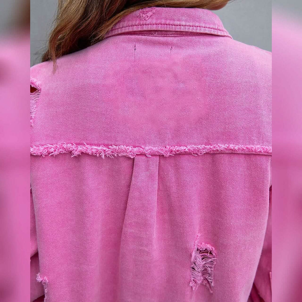Shacket en jean à manches longues pour femme
