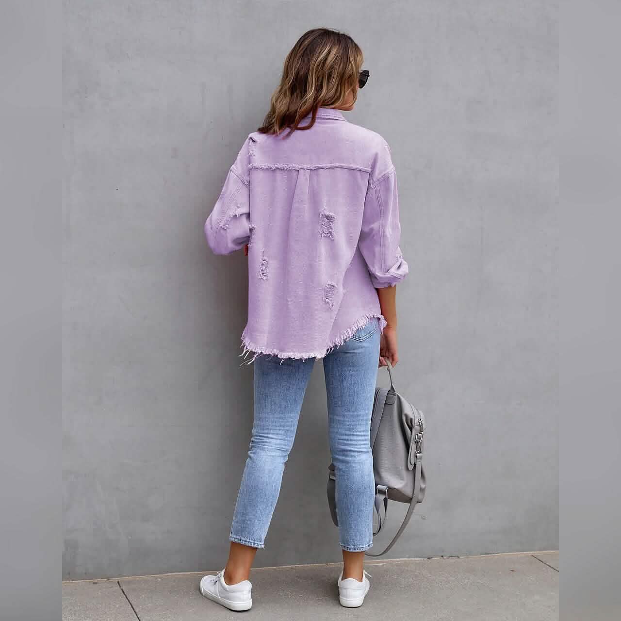 Shacket en jean à manches longues pour femme