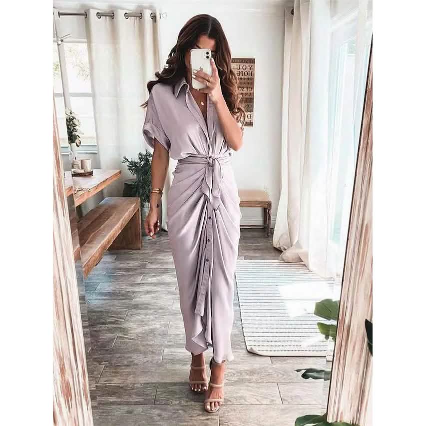 Women's Shirt Maxi Long Dress