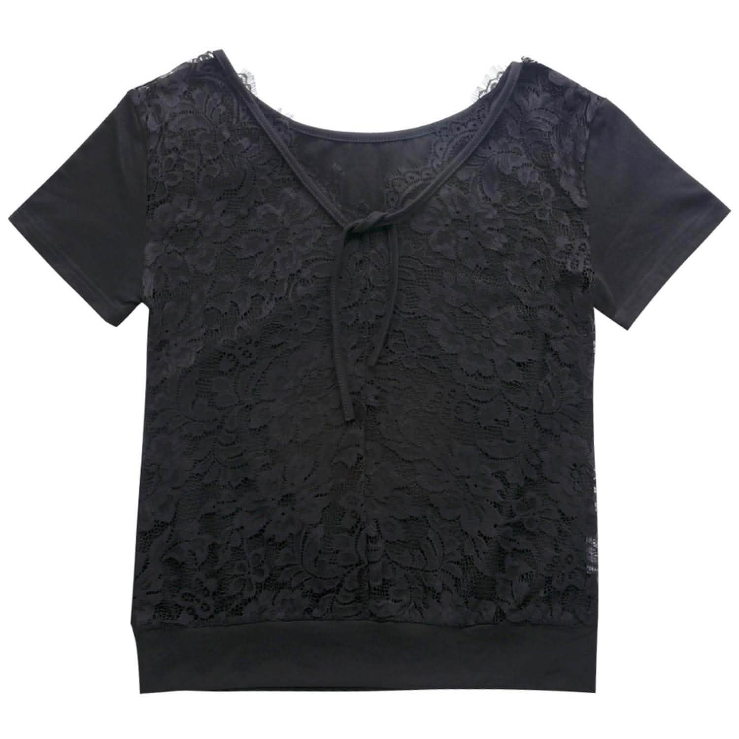 Women's Short Sleeve Back Lace Top Blouse