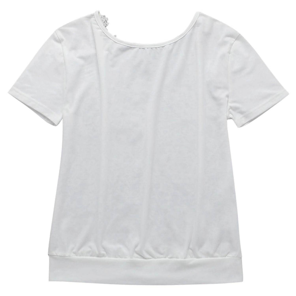Women's Short Sleeve Back Lace Top Blouse