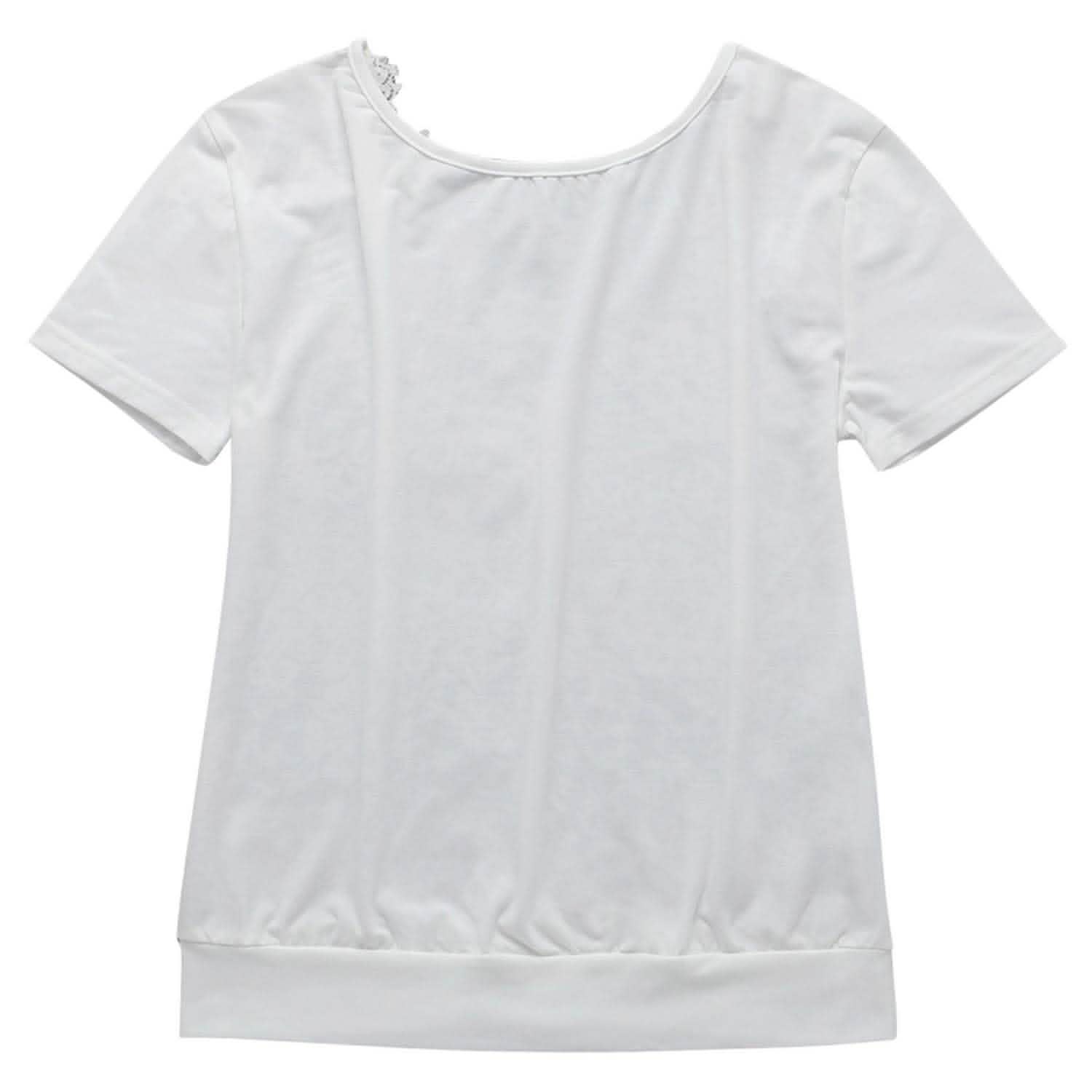 Women's Short Sleeve Back Lace Top Blouse