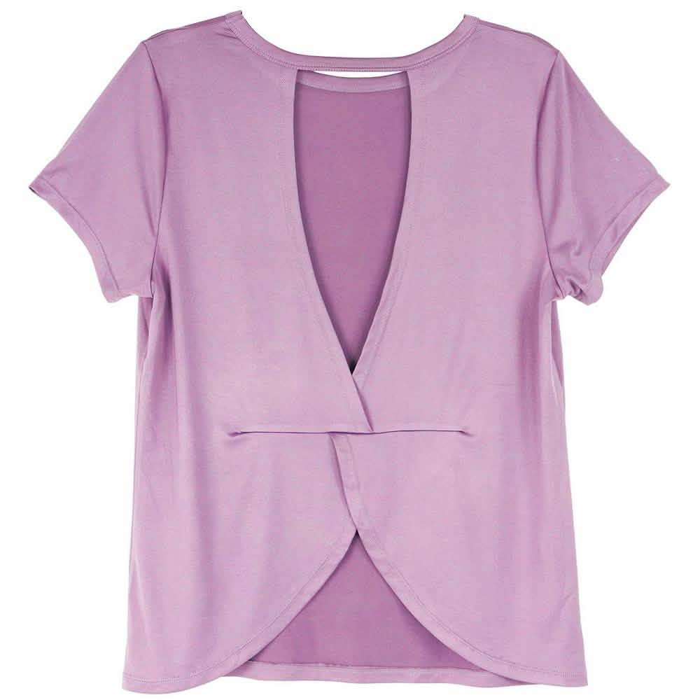 Chemisier Femme à Manches Courtes, Col Croisé dans le Dos, Couleur Unie