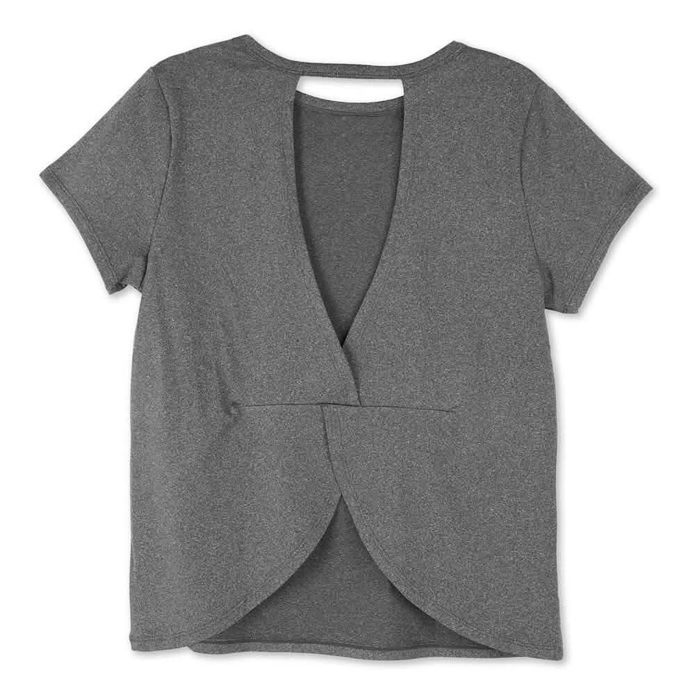 Chemisier Femme à Manches Courtes, Col Croisé dans le Dos, Couleur Unie