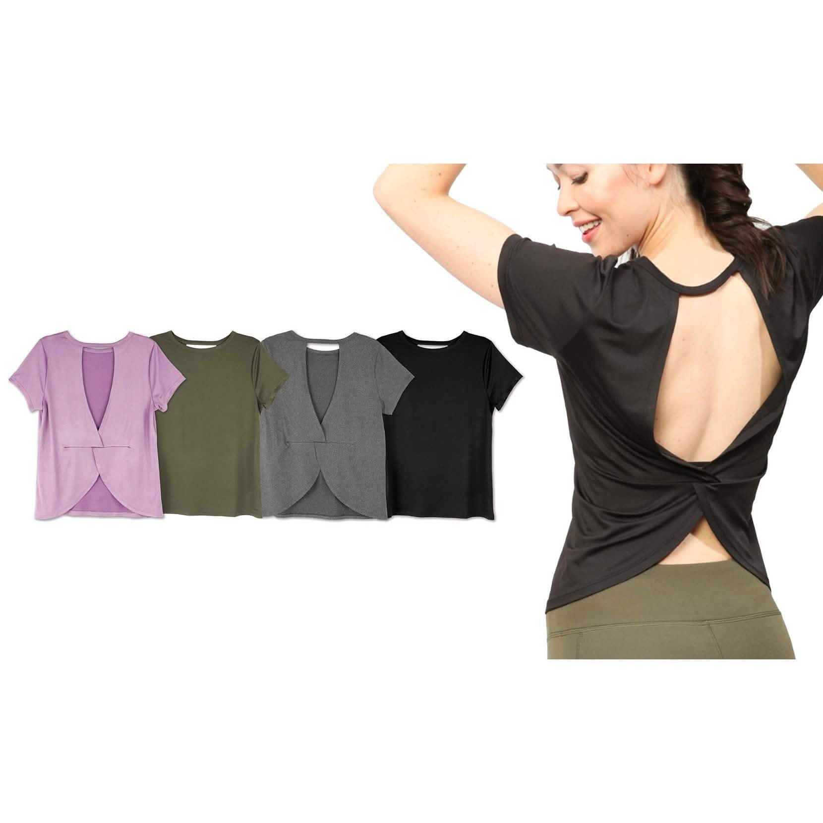 Chemisier Femme à Manches Courtes, Col Croisé dans le Dos, Couleur Unie