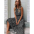 Robe longue sans manches à pois pour femme