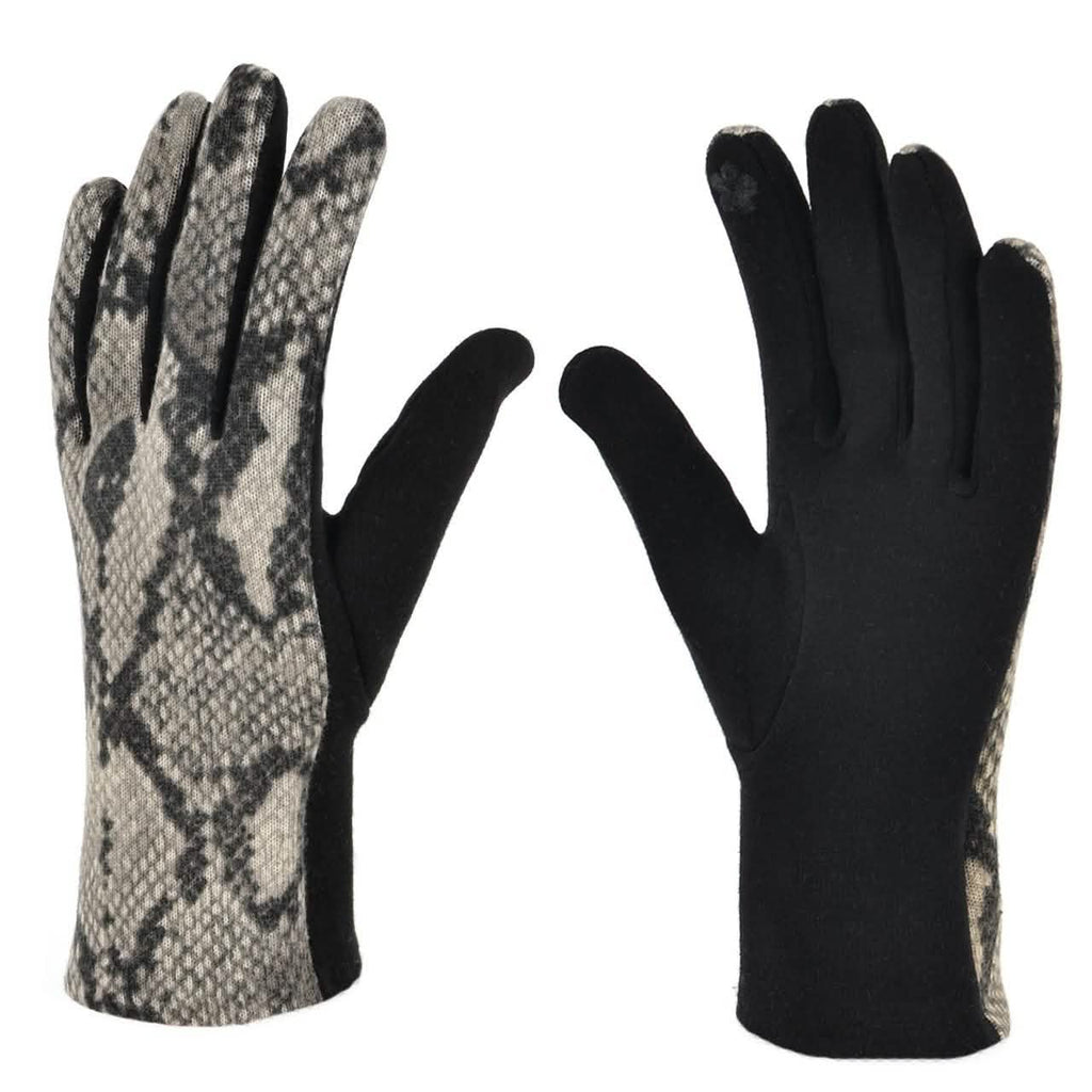 Women's Snakeskin Print Winter Touch Screen Gloves
