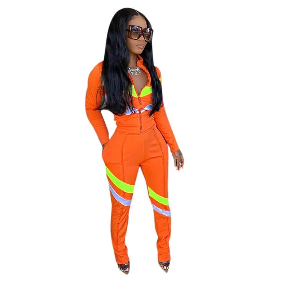 Women's Striped Patchwork Casual Two-Piece Suit