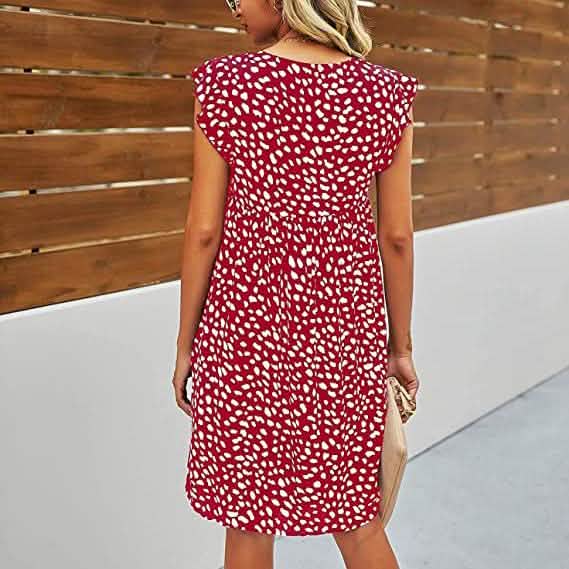 Robe d'été bohème léopard à col en V pour femme