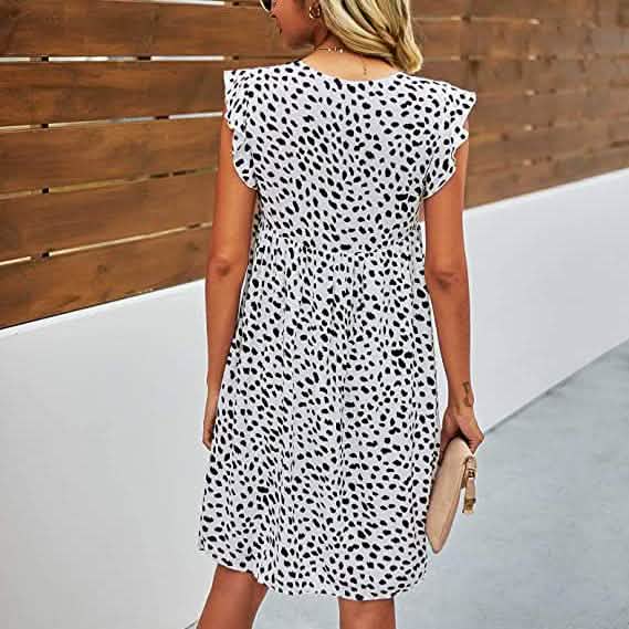 Robe d'été bohème léopard à col en V pour femme