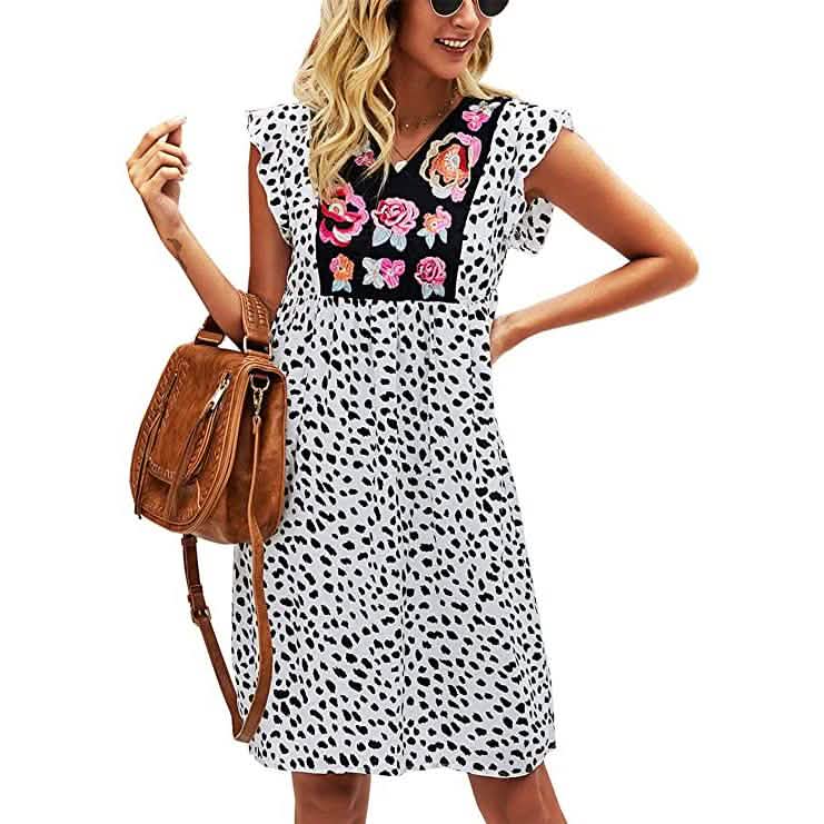 Robe d'été bohème léopard à col en V pour femme