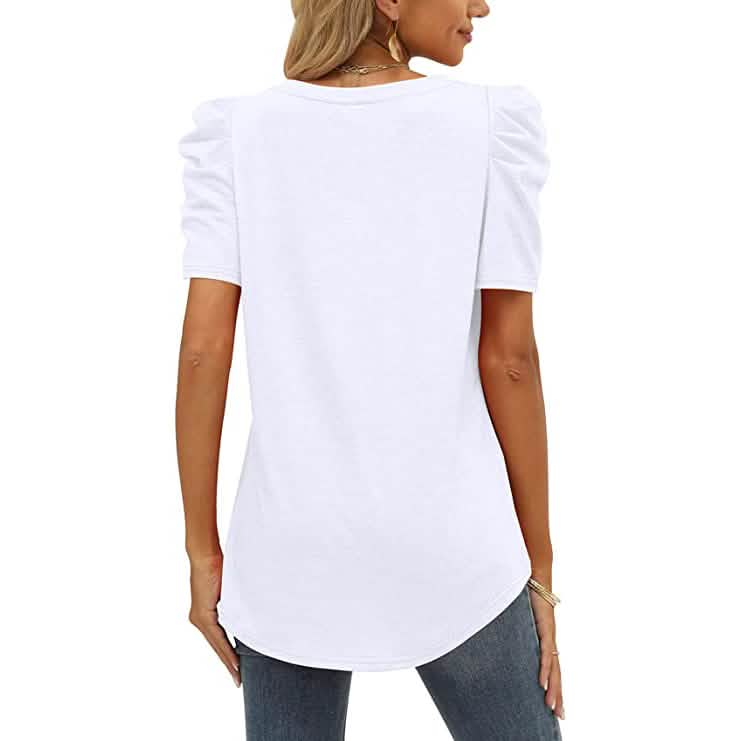 T-shirt d'été décontracté à col en V pour femme