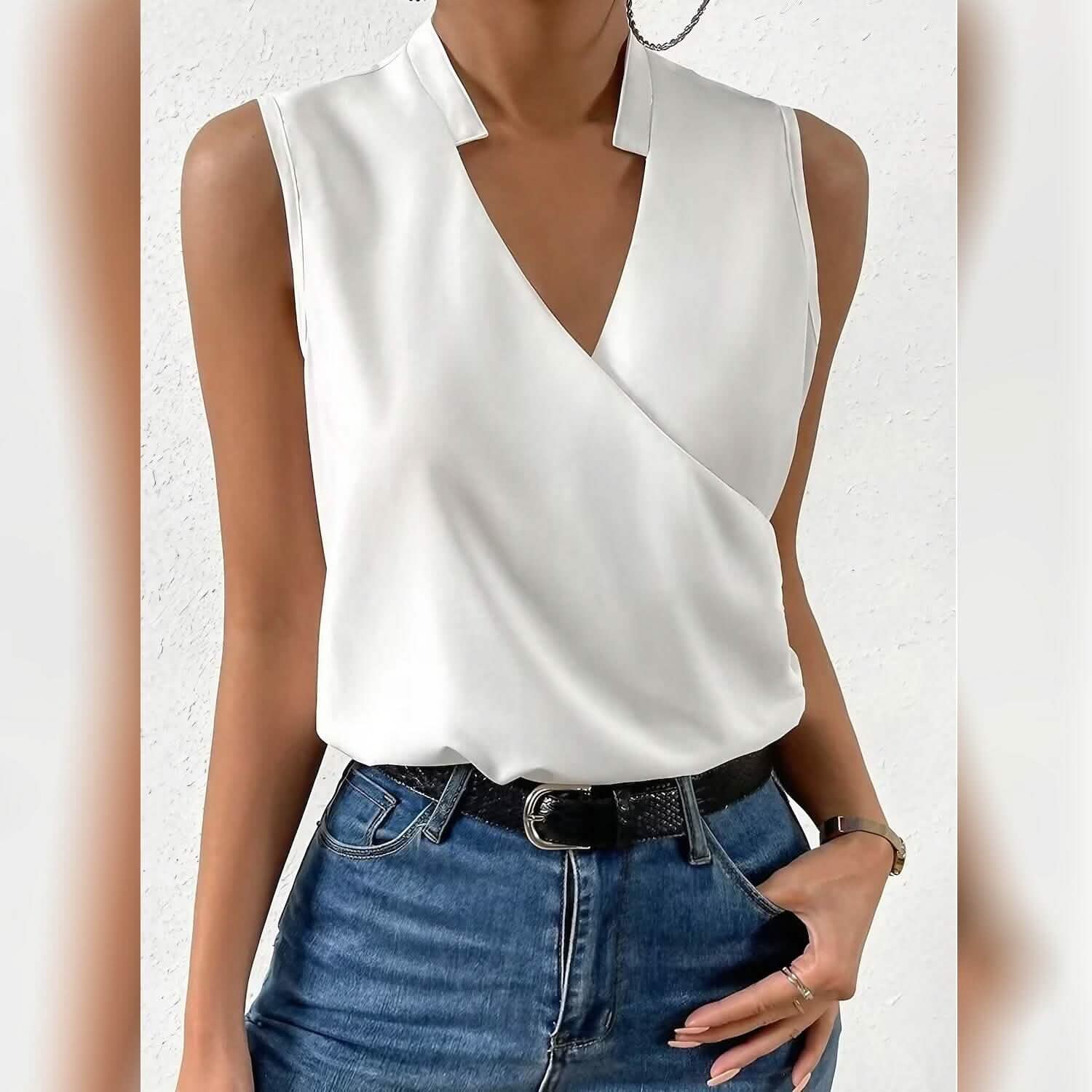 Débardeur Femme Uni Sans Manches Col V