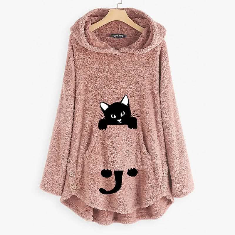 Manteaux d'ours en peluche pour femmes, sweats à capuche avec poches avant et motifs d'animaux