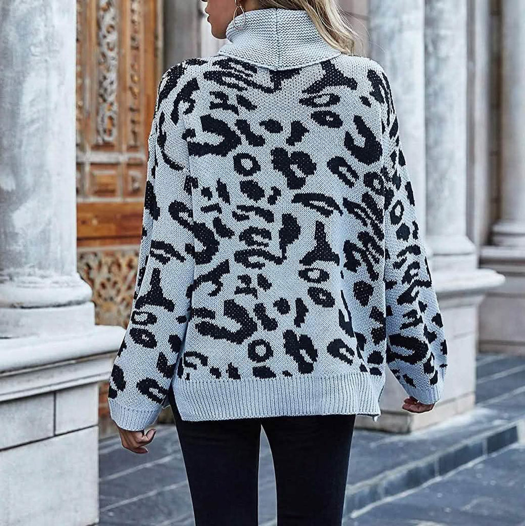 Pull col roulé tricoté à manches longues pour femme