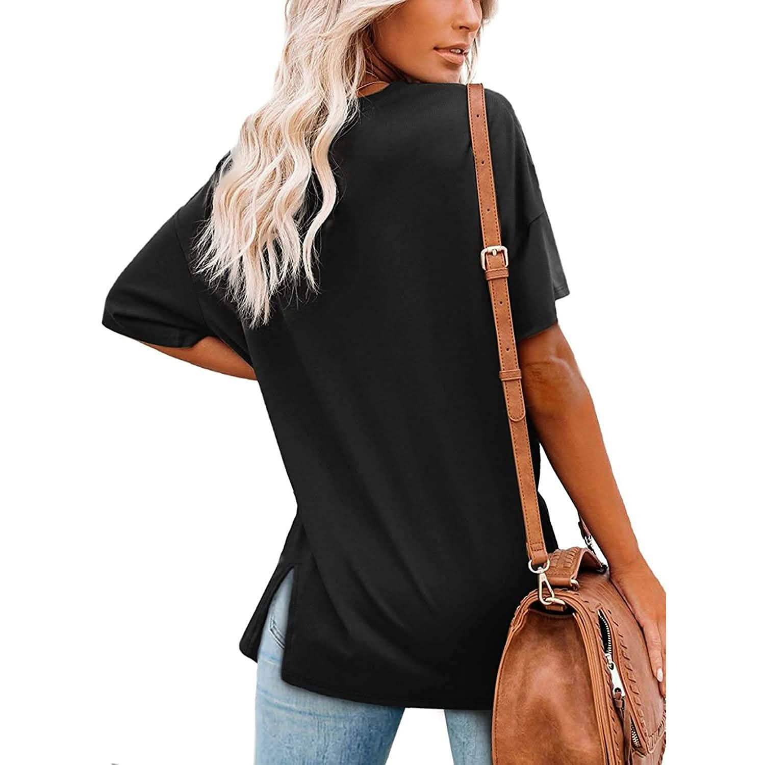T-shirts basiques à col en V et manches courtes pour femmes