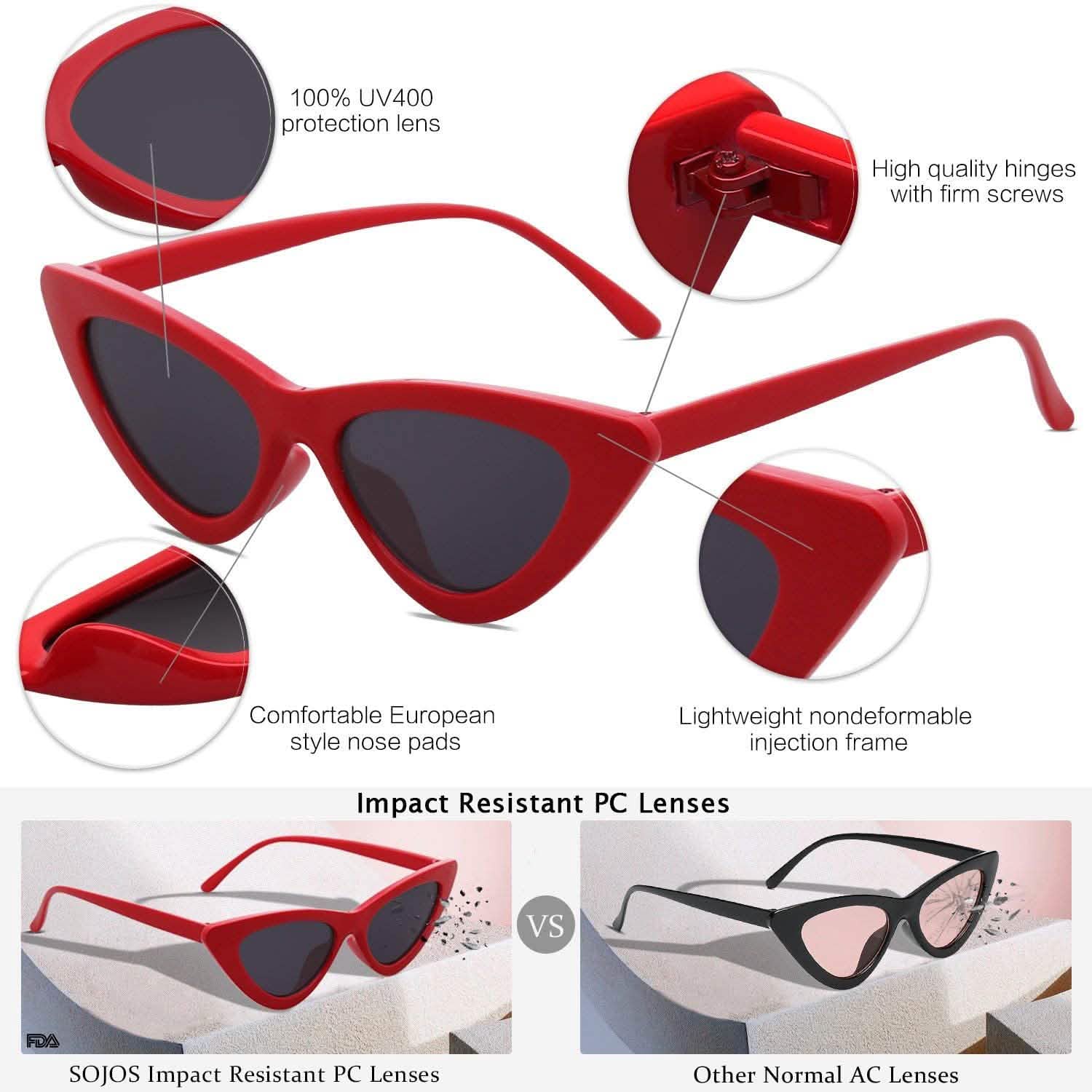 Lunettes de soleil œil-de-chat étroites vintage pour femmes