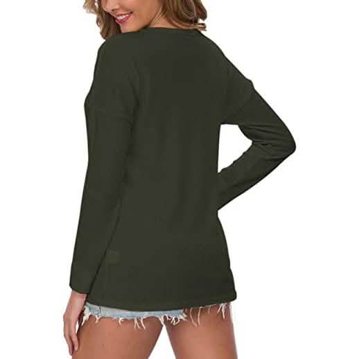 Hauts tuniques amples à manches longues en tricot gaufré pour femme