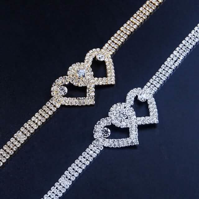 Bracelet de cheville femme blanc cœur chandelier