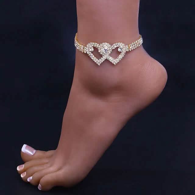 Bracelet de cheville femme blanc cœur chandelier