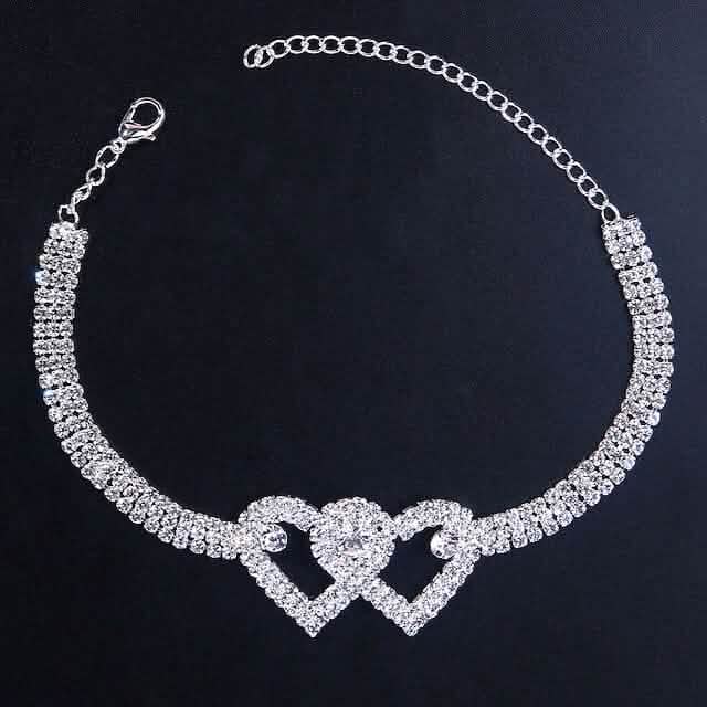 Bracelet de cheville femme blanc cœur chandelier