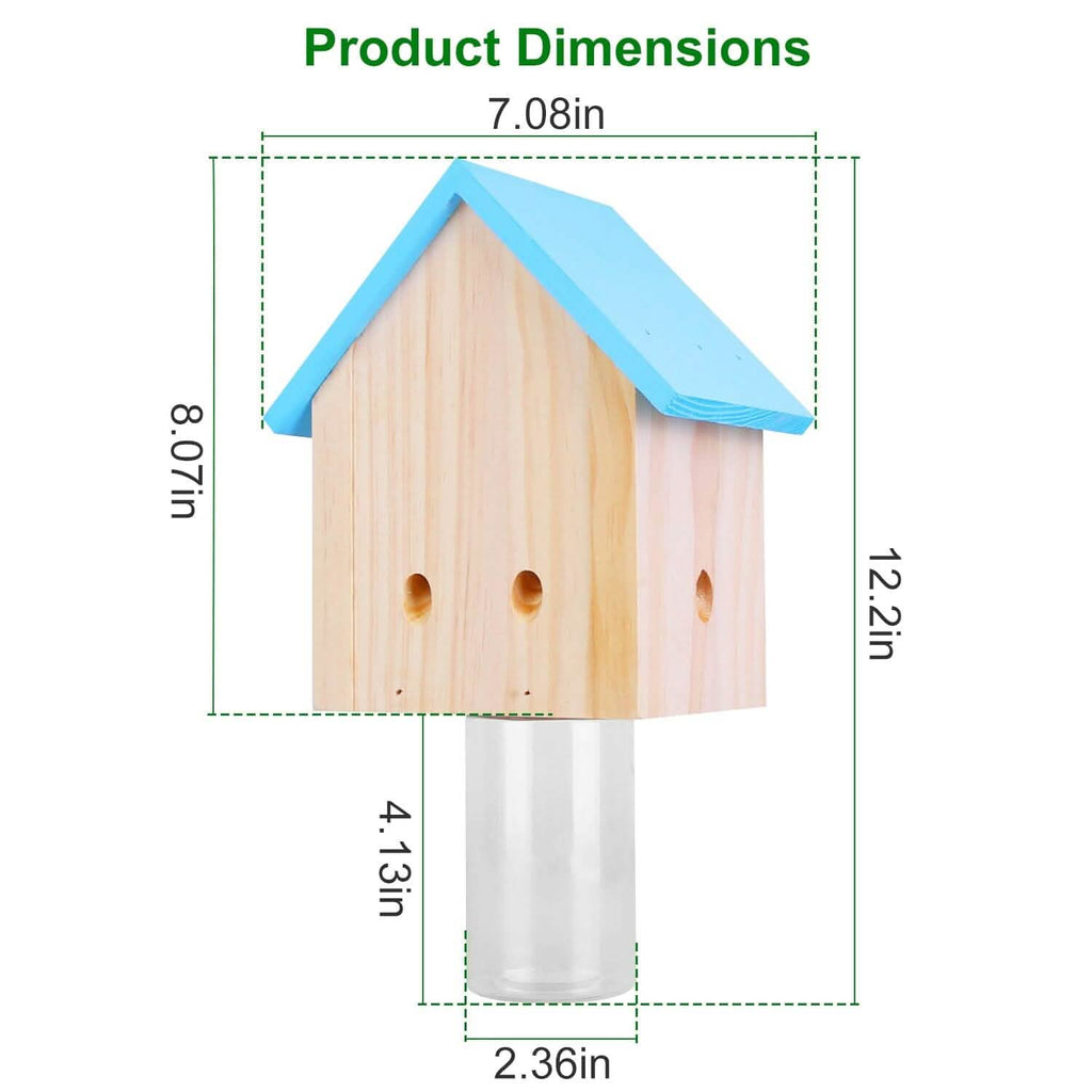 Wood Carpenter Bee Trap Outdoor Natural Pine Wood