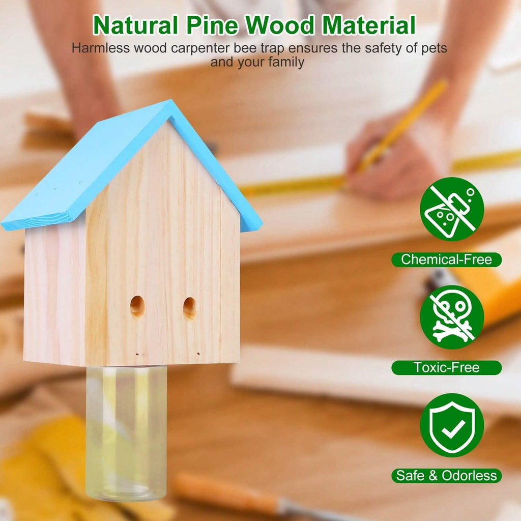 Wood Carpenter Bee Trap Outdoor Natural Pine Wood