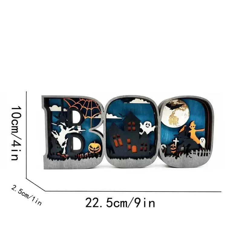 木製3Dハロウィン文字型LEDライト