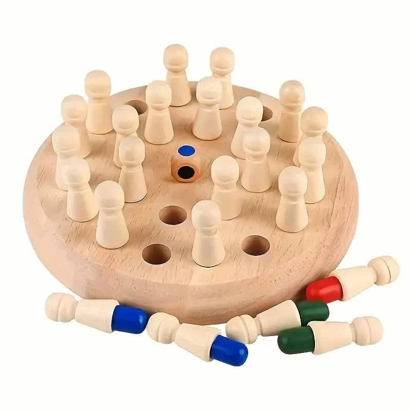 Wooden Memory Match Game - Educational Chess Puzzle for Kids & Adults