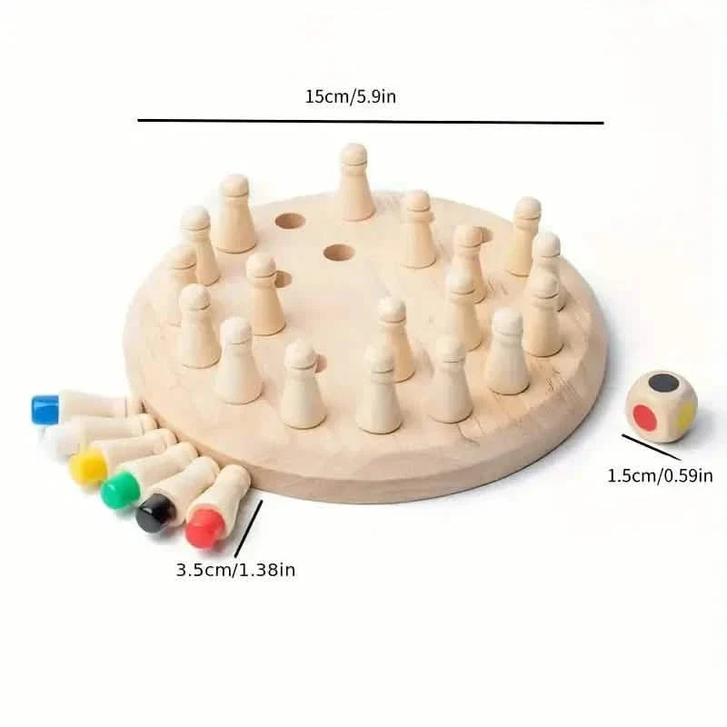 Wooden Memory Match Game - Educational Chess Puzzle for Kids & Adults